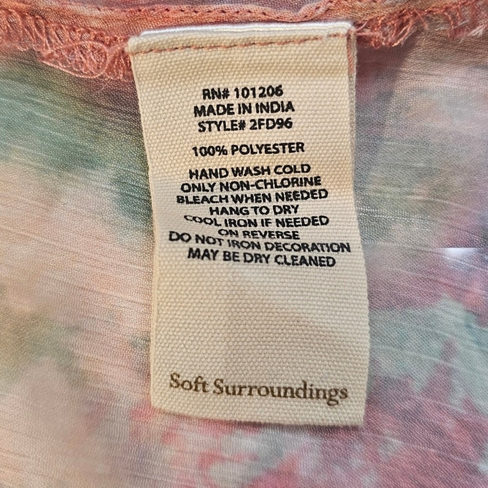 Soft Surroundings Large Kimono Tassel Cover Up Sheer Art to Wear Watercolor - Picture 5 of 6